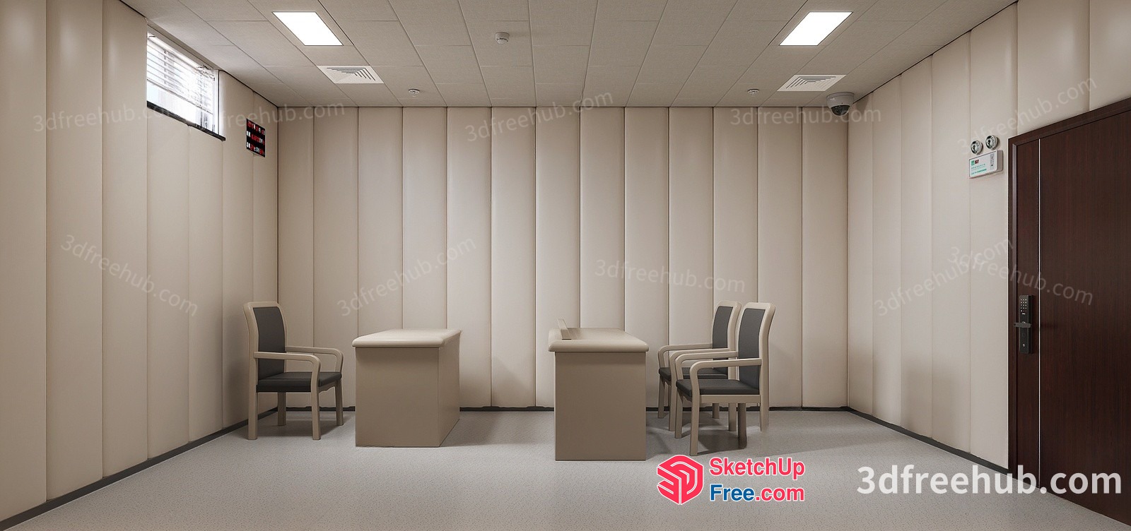 Office Waiting Area With Chairs And Tables 3D SketchUp File