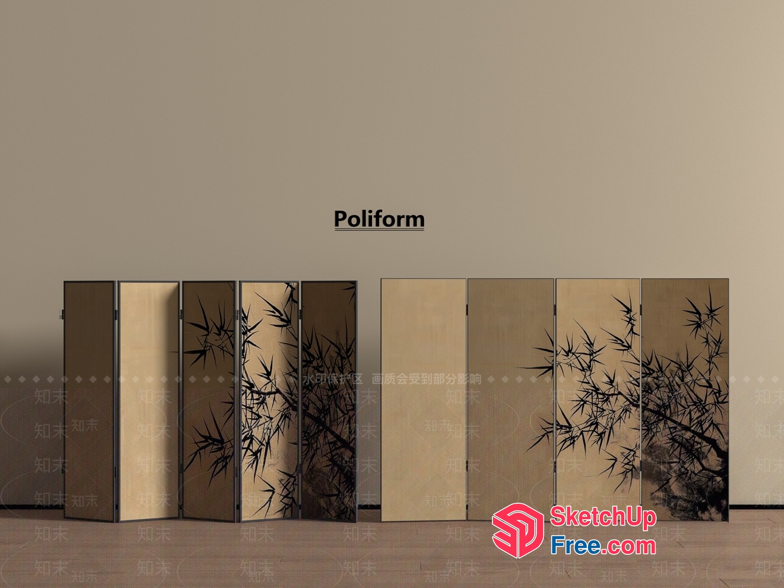 Asian-Inspired Folding Screen 3D SketchUp File