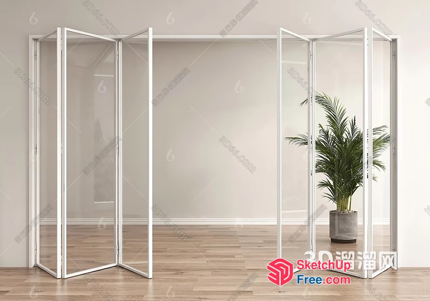 Partition Screen With Potted Plant 3D SketchUp File