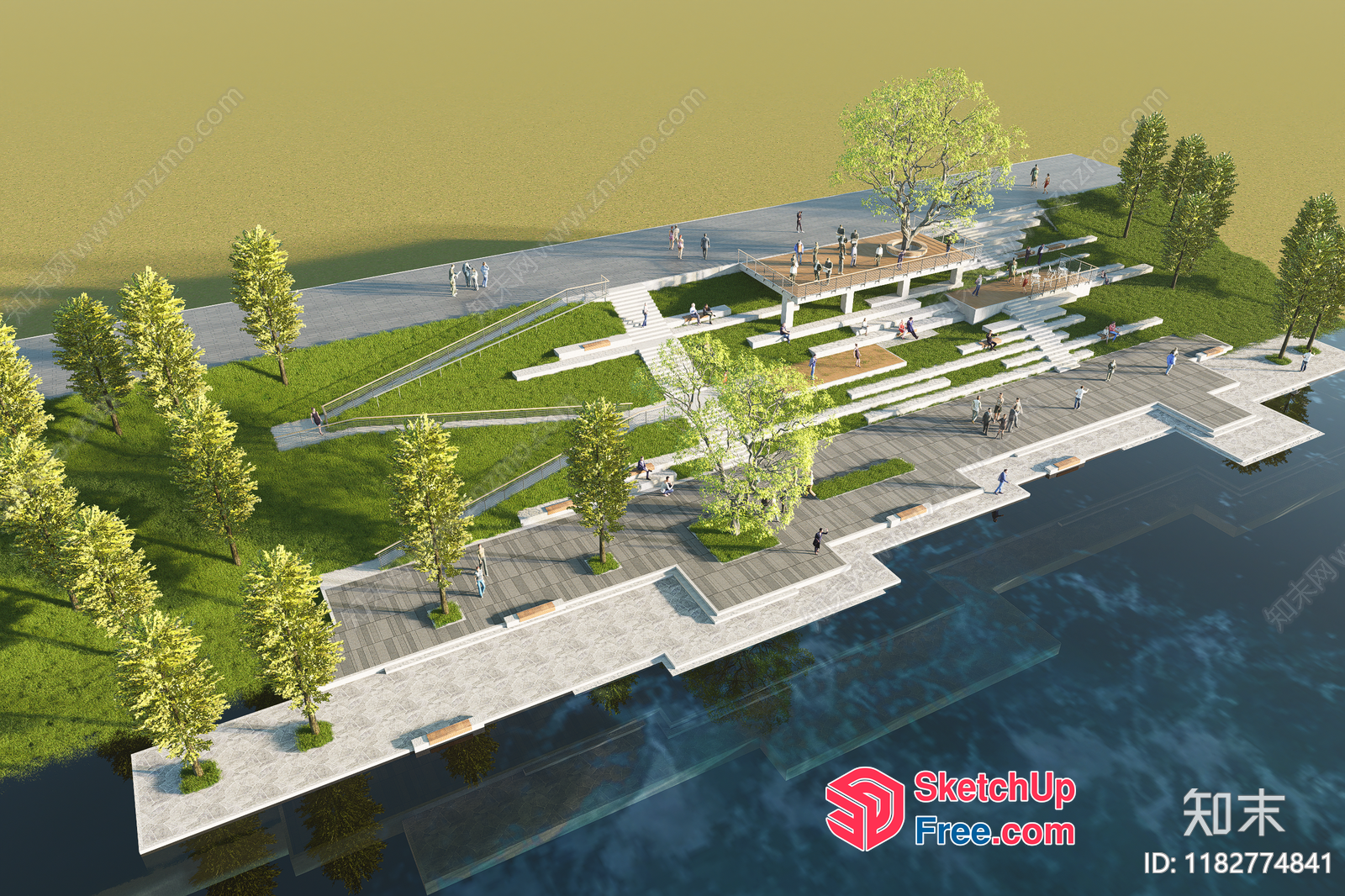 Serene Riverbank Park 3D SketchUp File