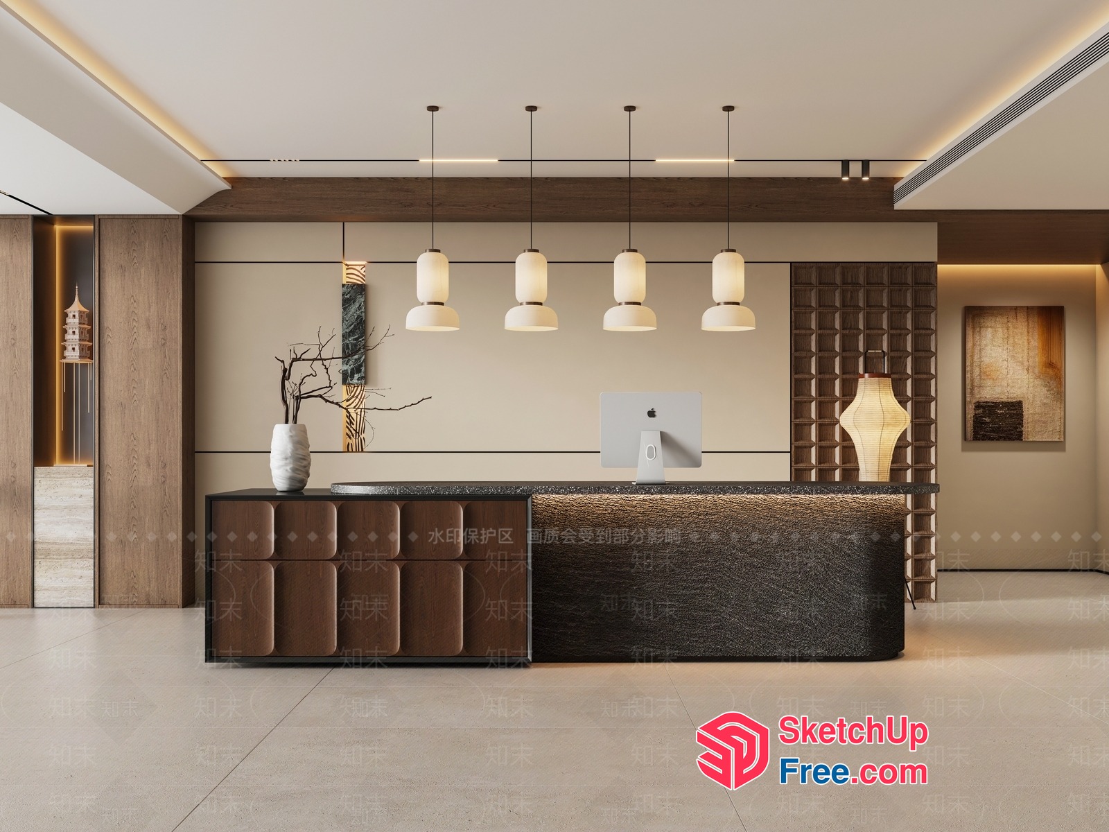 Elegant Modern Office Reception Area 3D SketchUp File