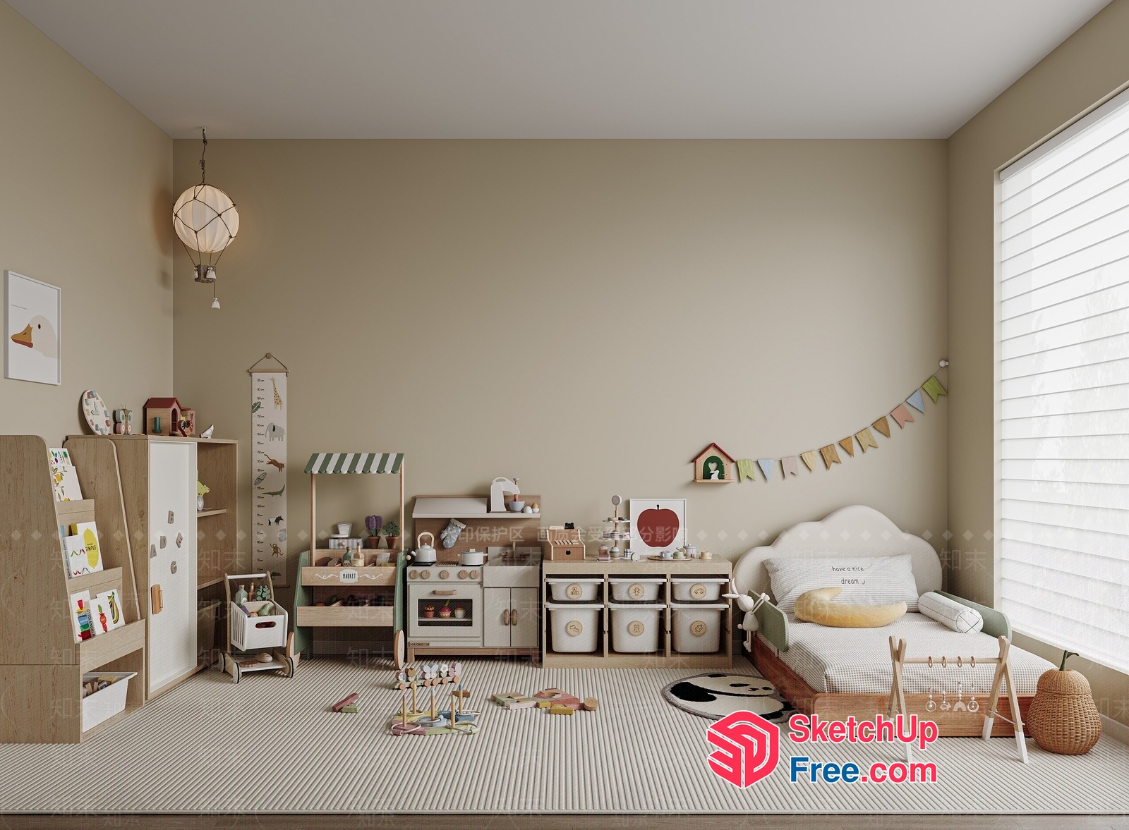 Cozy Scandinavian-Style Children'S Playroom 3D SketchUp File