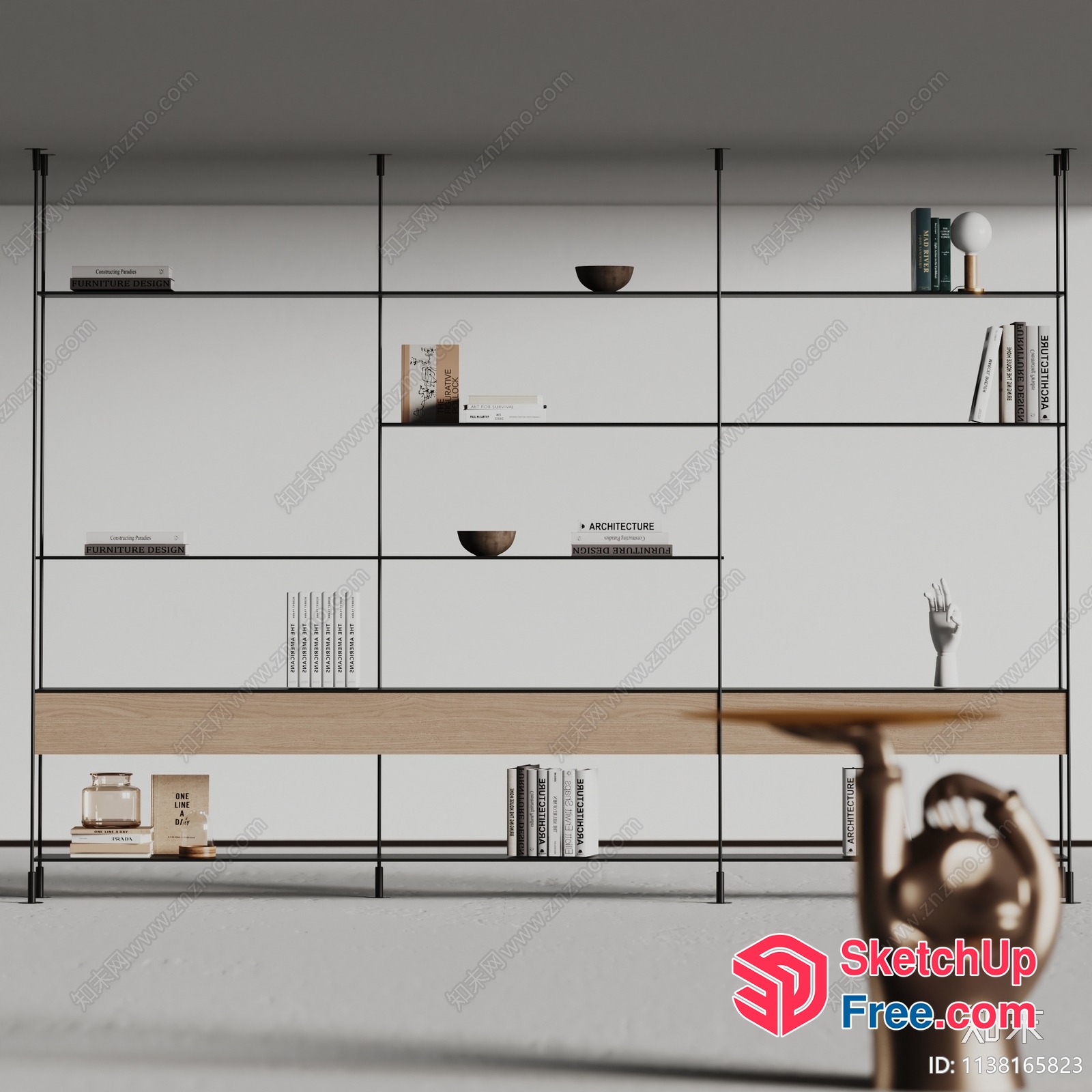 Modern Minimalist Architecture Bookshelf 3D SketchUp File