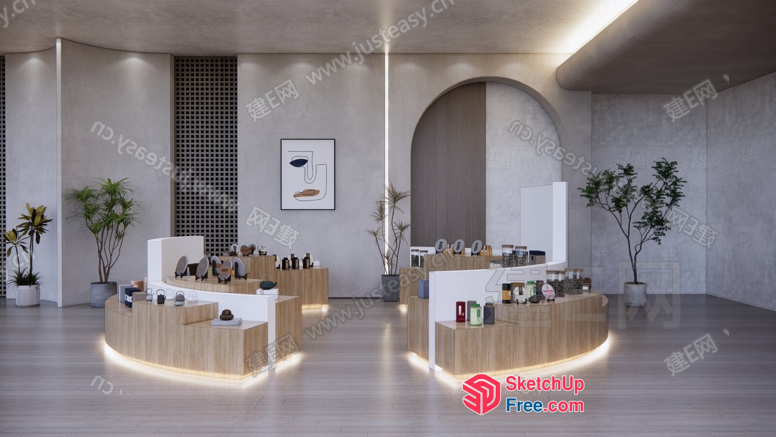 Modern Minimalist Interior Design Showroom 3D SketchUp File