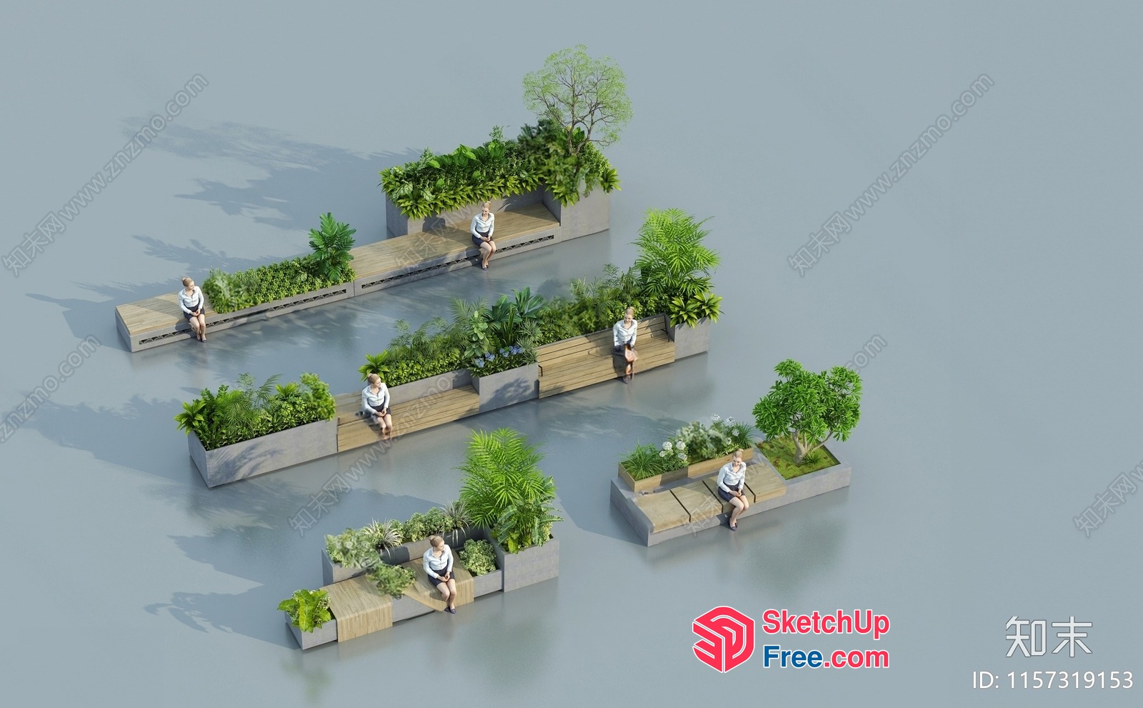 Modern Greenery Seating Arrangement 3D SketchUp File