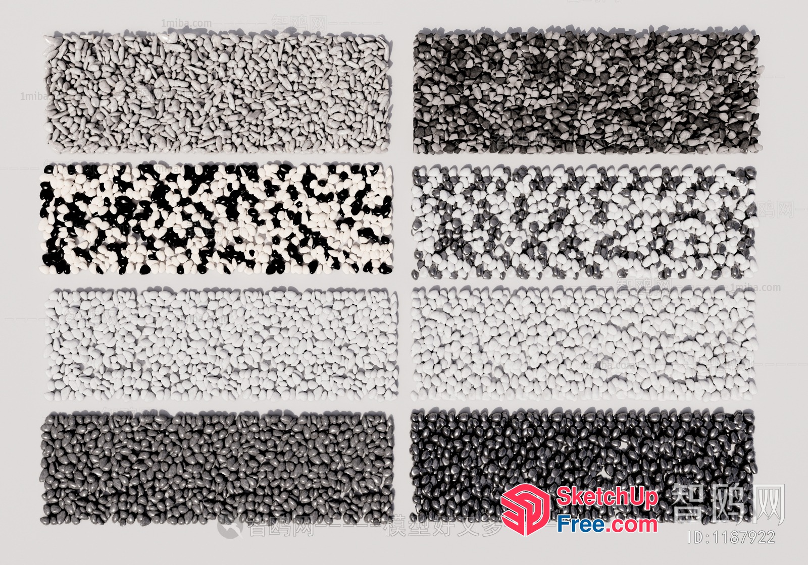 Pebble Arrangement Pattern 3D SketchUp File