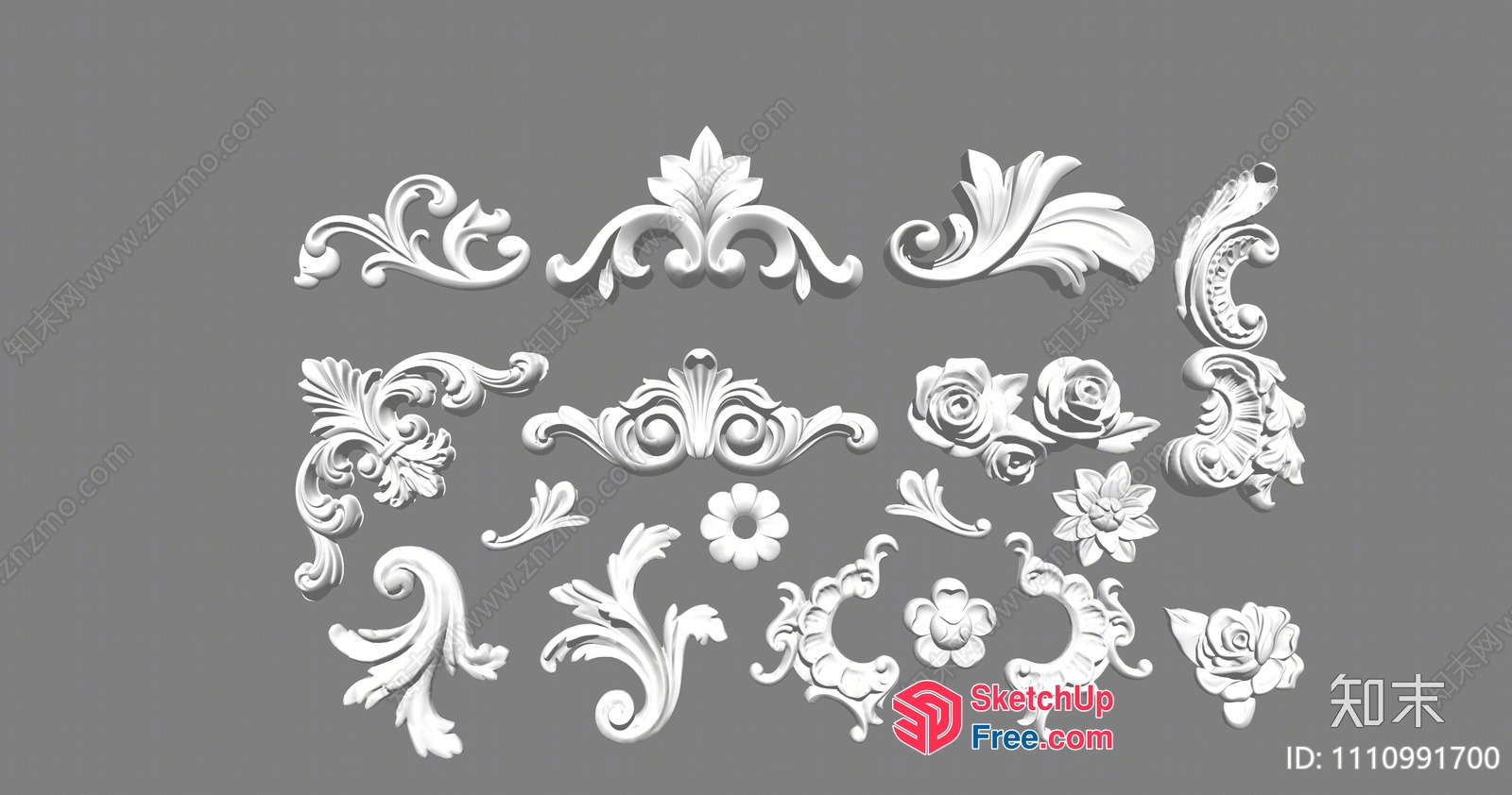 Classic Carved Decorative Elements 3D SketchUp File