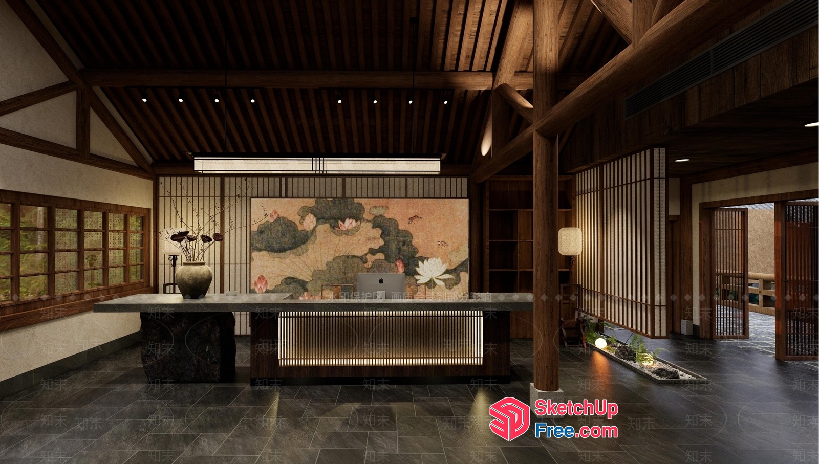 Elegant Japanese-Style Interior With Traditional Decor 3D SketchUp File