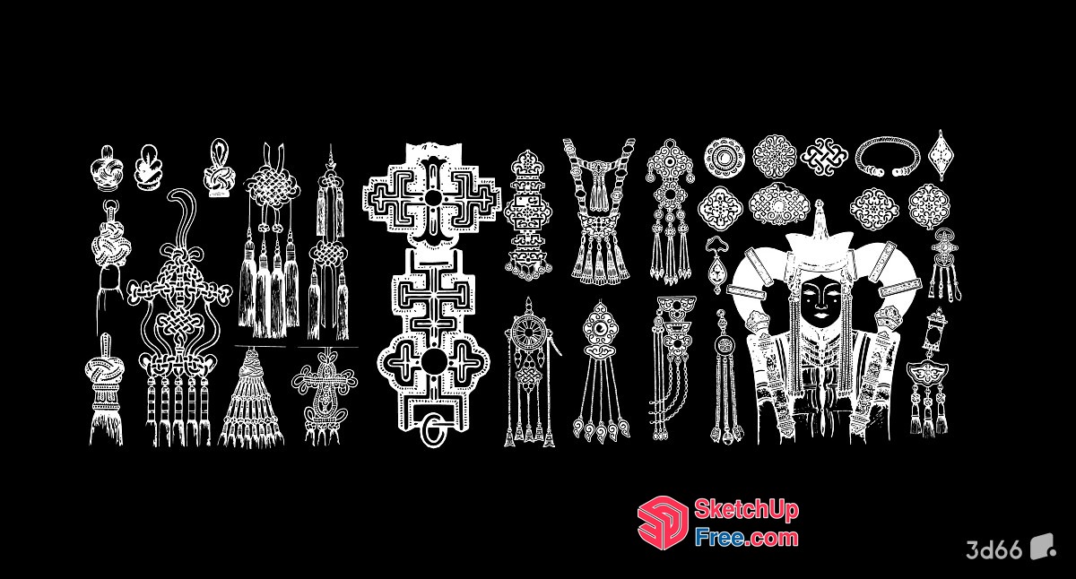 Asian-Inspired Ornate Decorations 3D SketchUp File