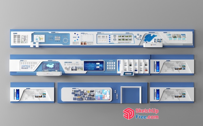 Blue And White Interior Design Elements 3D SketchUp File