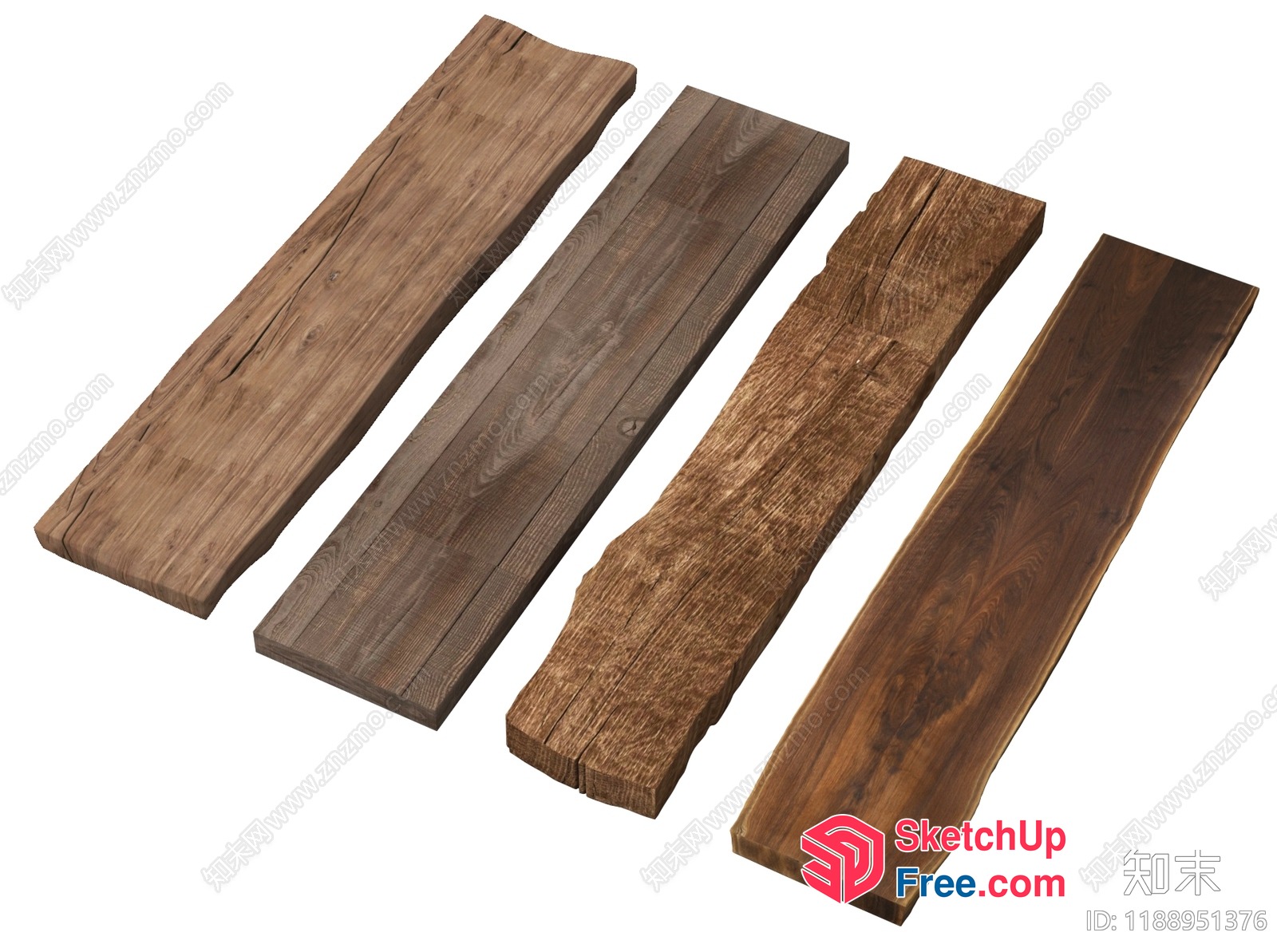 Four Wooden Planks 3D SketchUp File