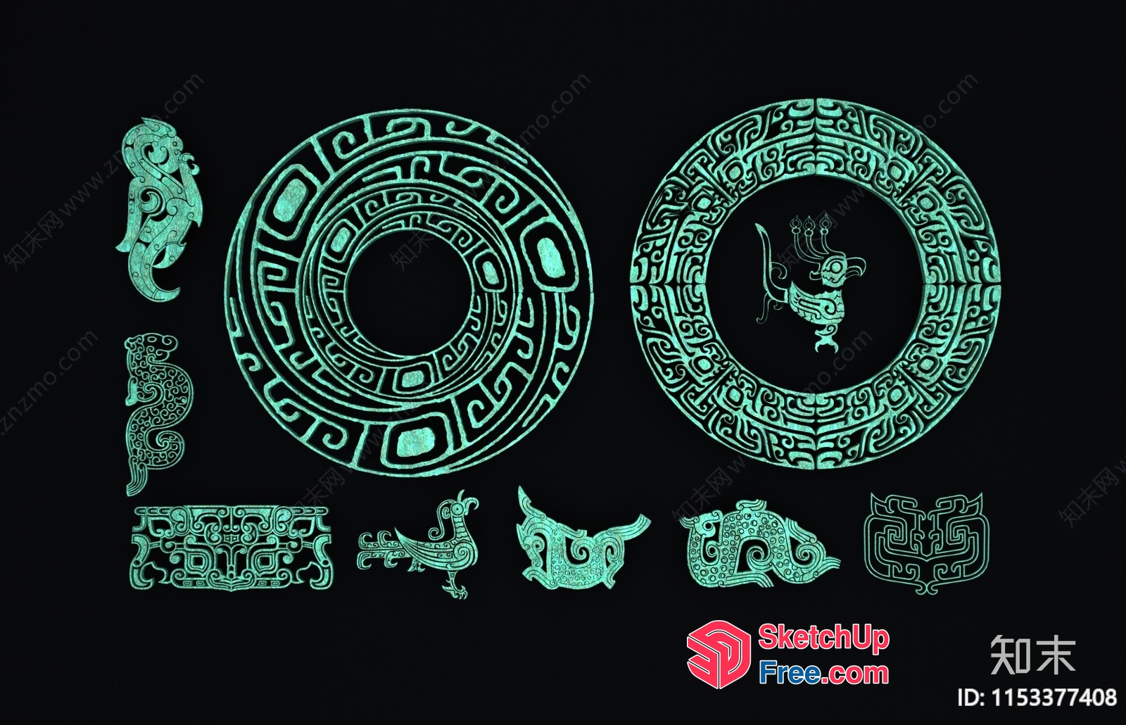 Ancient Asian Decorative Elements 3D SketchUp File