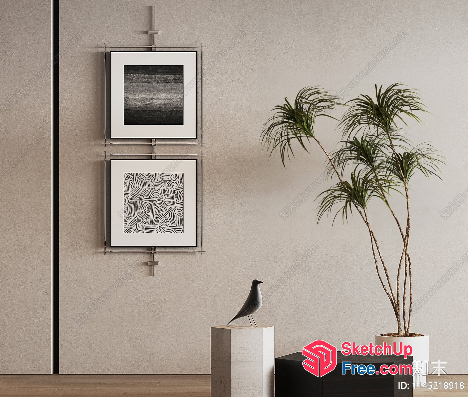 Minimalist Black And White Decorative Artwork 3D SketchUp File