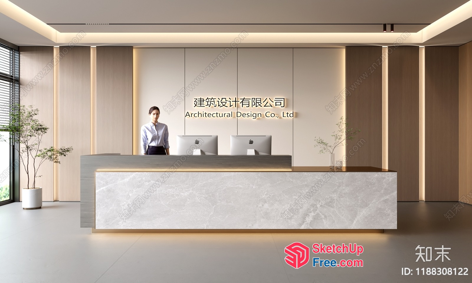Architectural Design Company Reception Desk 3D SketchUp File