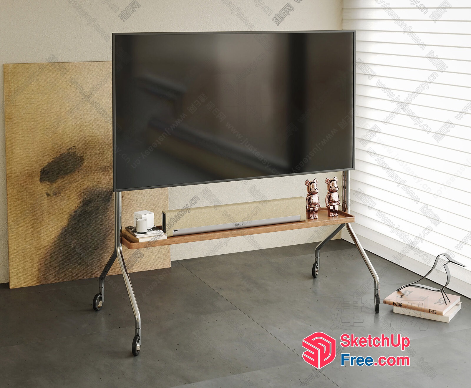 Modern Tv Stand With Shelf And Storage 3D SketchUp File
