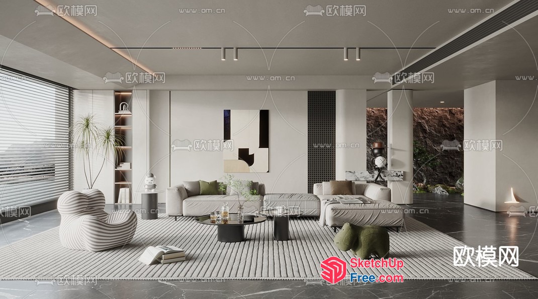 Modern Minimalist Interior Design With Neutral Tones 3D SketchUp File