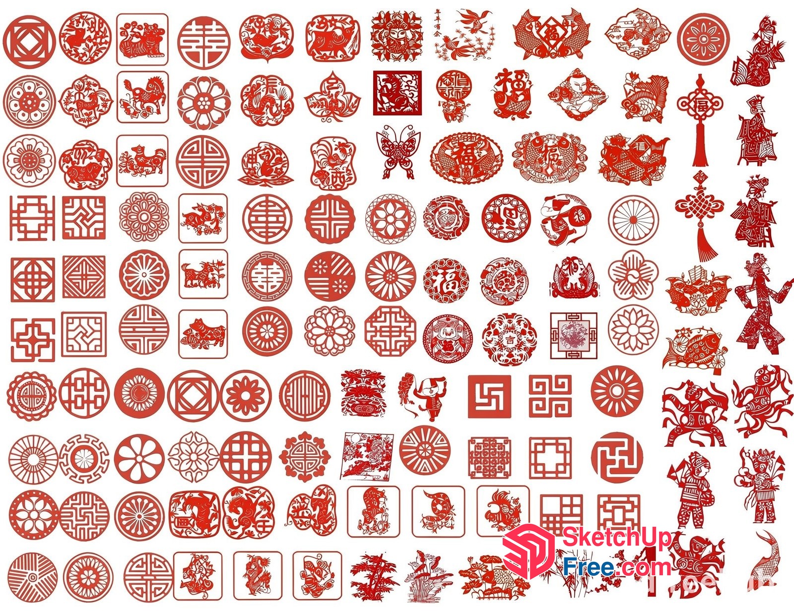 Red Chinese New Year Decorations 3D SketchUp File