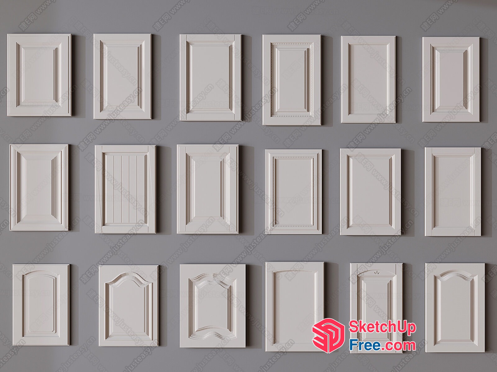 White Ornate Door Panels 3D SketchUp File