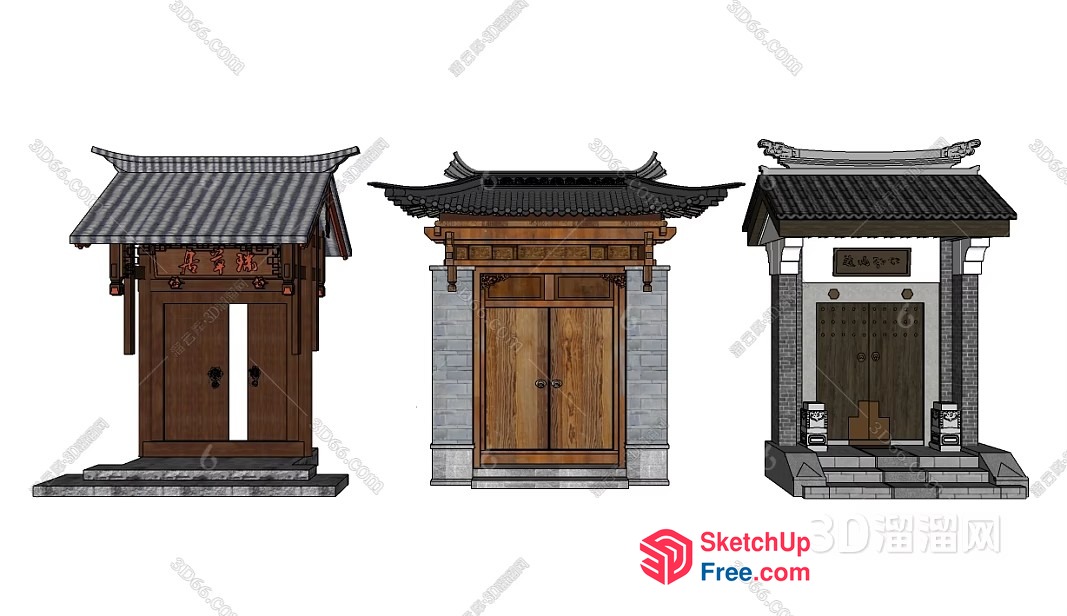 Traditional Chinese Architectural Entrance 3D SketchUp File