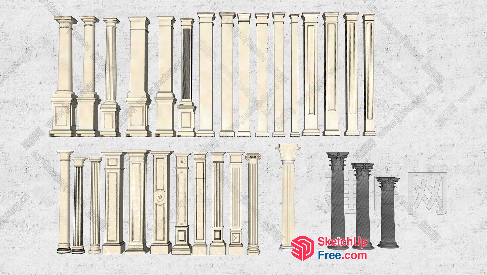 Classic Pillars Collection 3D SketchUp File