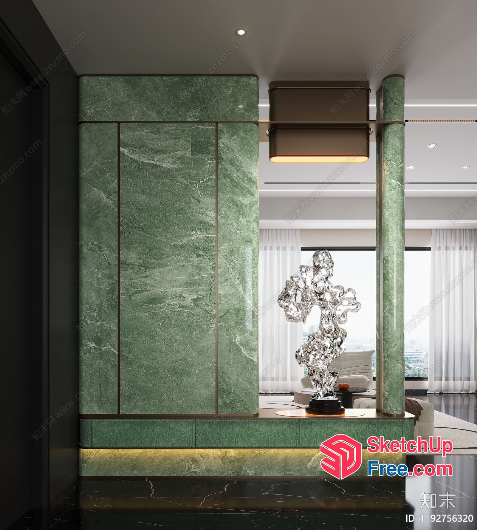 Elegant Marble Pillars And Floor Interior 3D SketchUp File