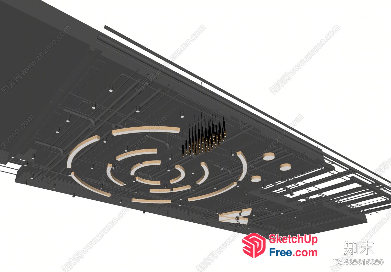 Modern Minimalist Black Ceiling Design 3D SketchUp File