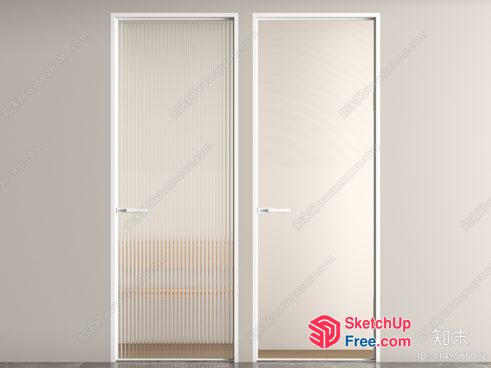 Two Sliding Doors With White Frames 3D SketchUp File