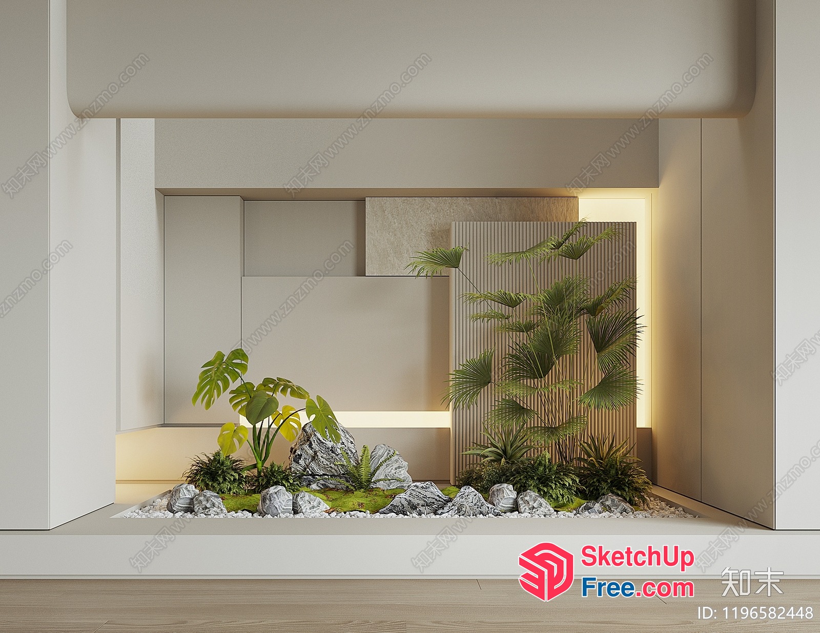 Modern Minimalist Interior With Greenery And Natural Elements 3D SketchUp File