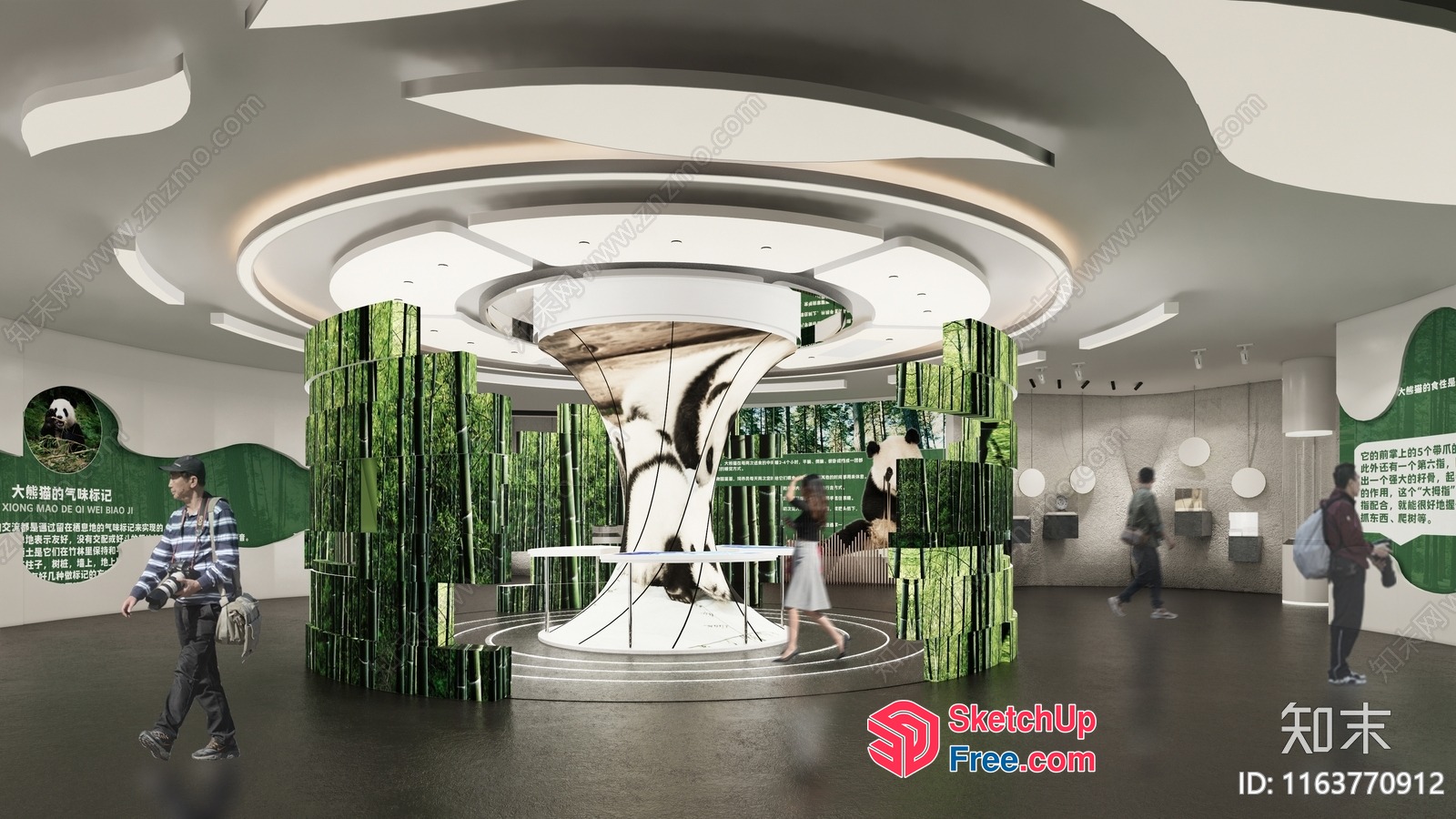 Modern Bamboo-Themed Exhibit 3D SketchUp File