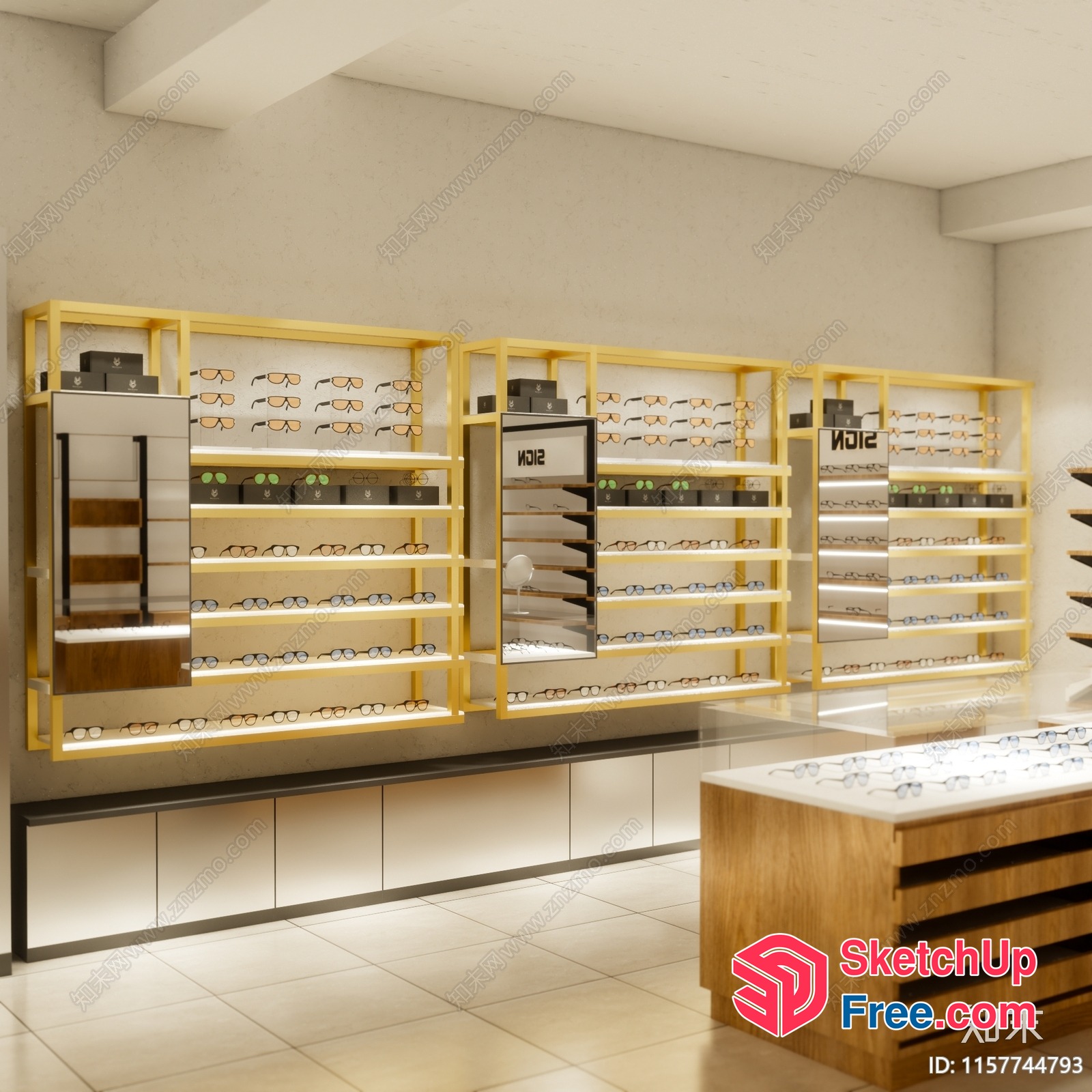 Elegant Eyewear Display In Modern Minimalist Setting 3D SketchUp File