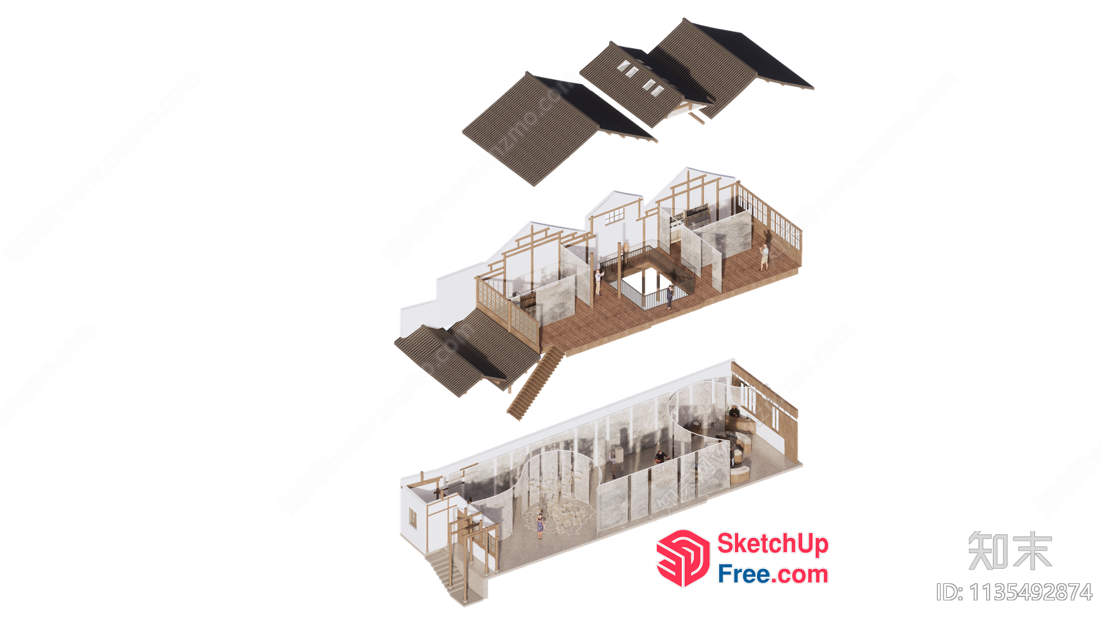 3D Model Of A Modern House Floor Plan 3D SketchUp File