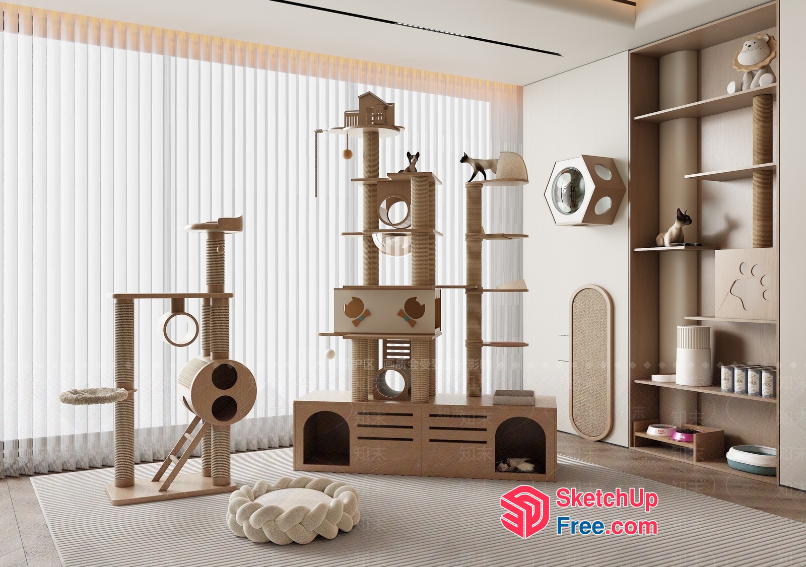 Modern Minimalist Cat Playground And Storage 3D SketchUp File