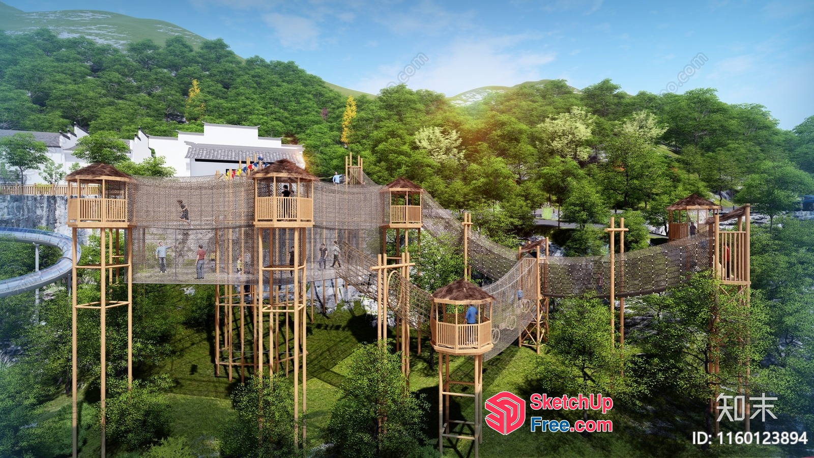 Treehouse Playground With Stairs And Balconies 3D SketchUp File