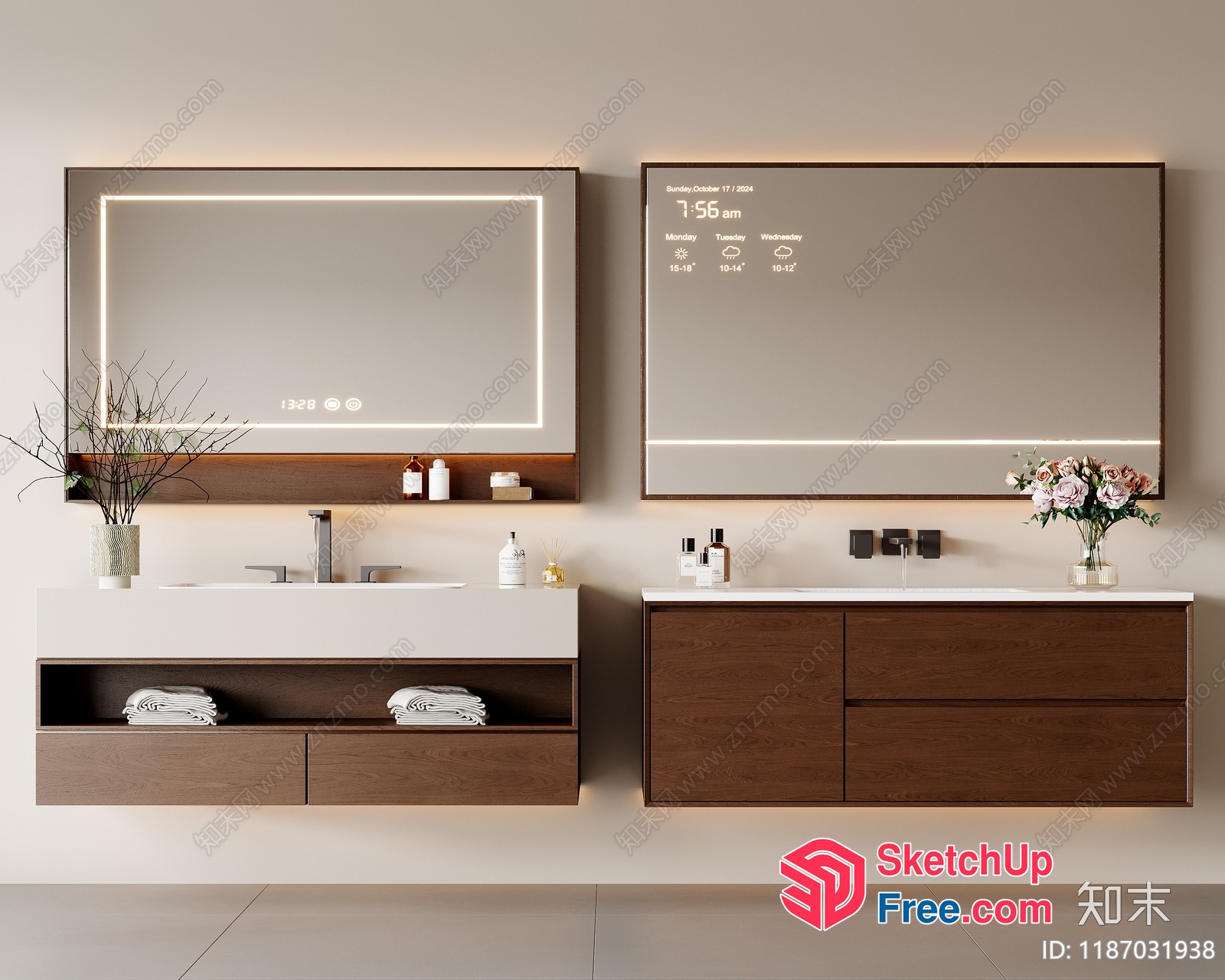 Modern Bathroom Vanity With Smart Mirror 3D SketchUp File