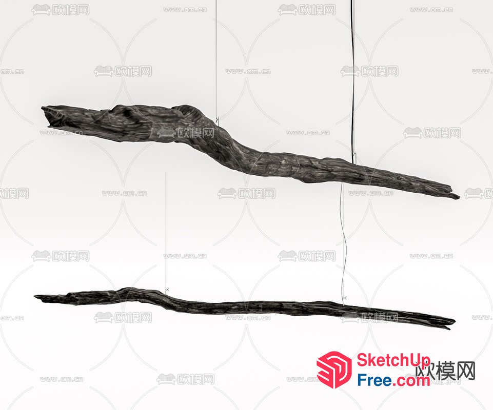 Suspended Wooden Branches 3D SketchUp File