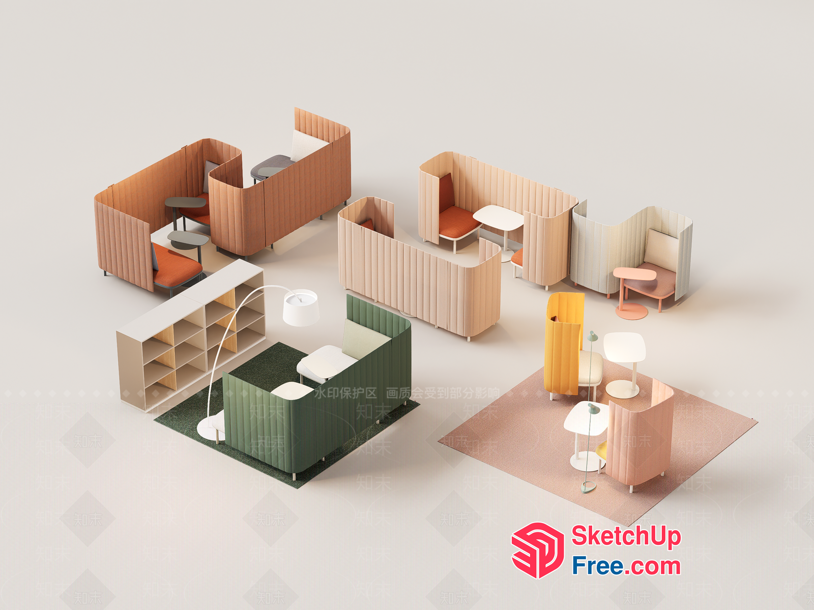 Colorful Furniture Arrangement 3D SketchUp File