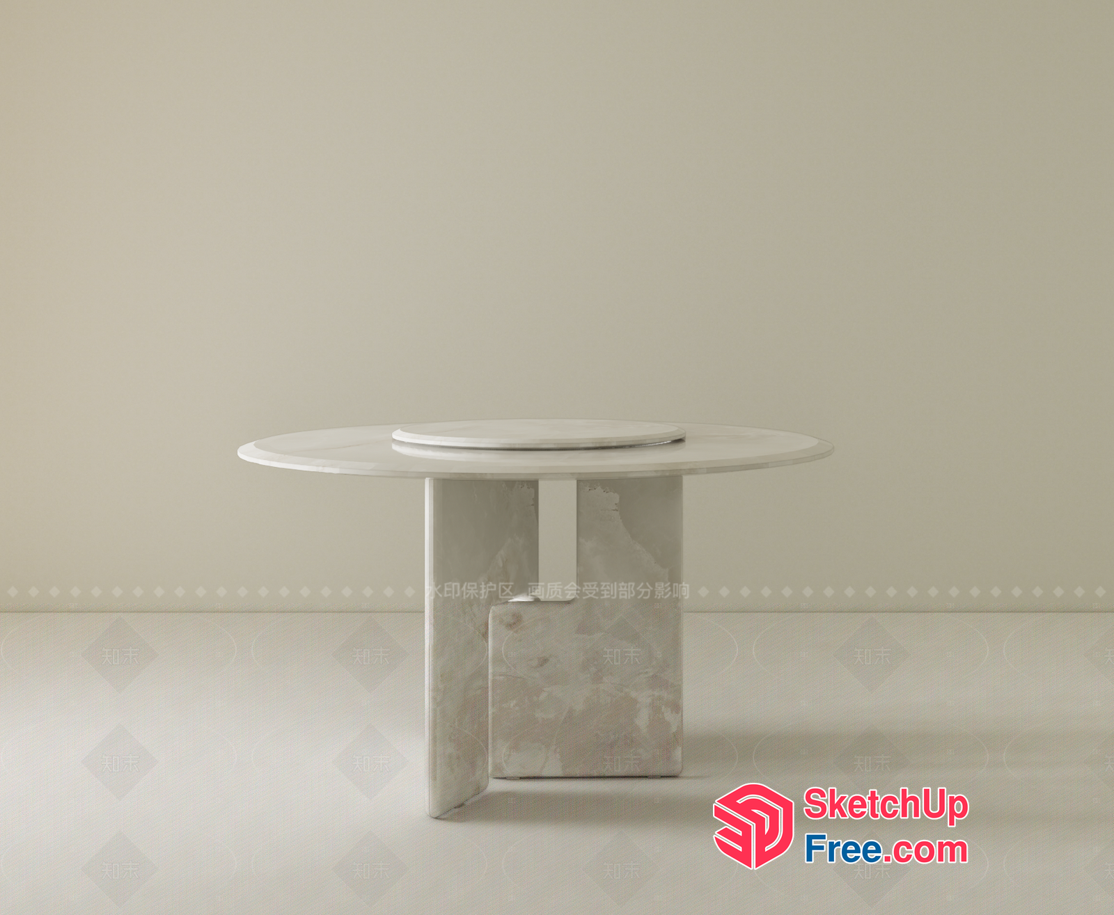 Minimalist White Marble Coffee Table 3D SketchUp File