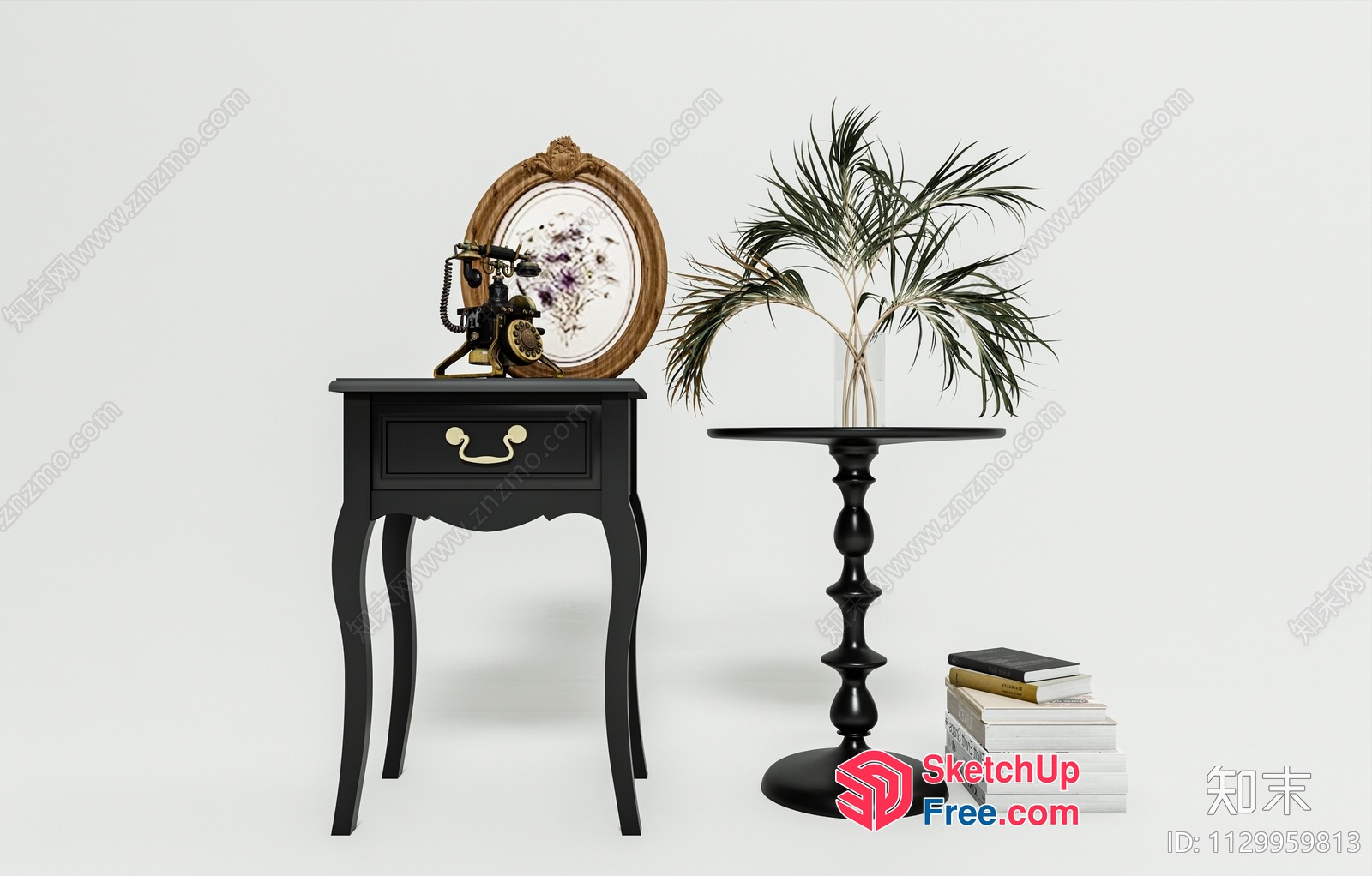 Elegant Black Furniture Set With Ornate Decor 3D SketchUp File