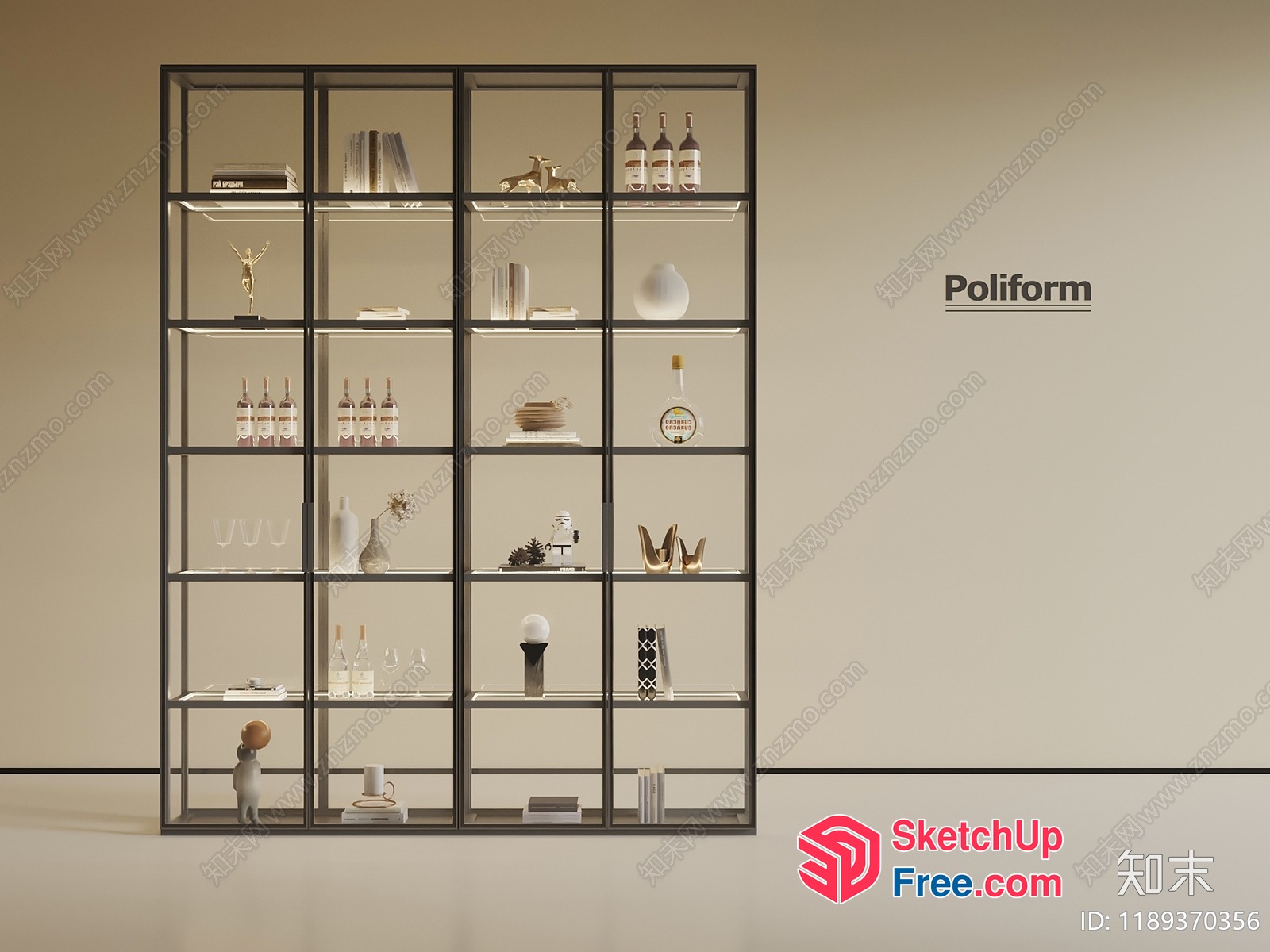 Modern Shelving Unit With Decorative Items 3D SketchUp File