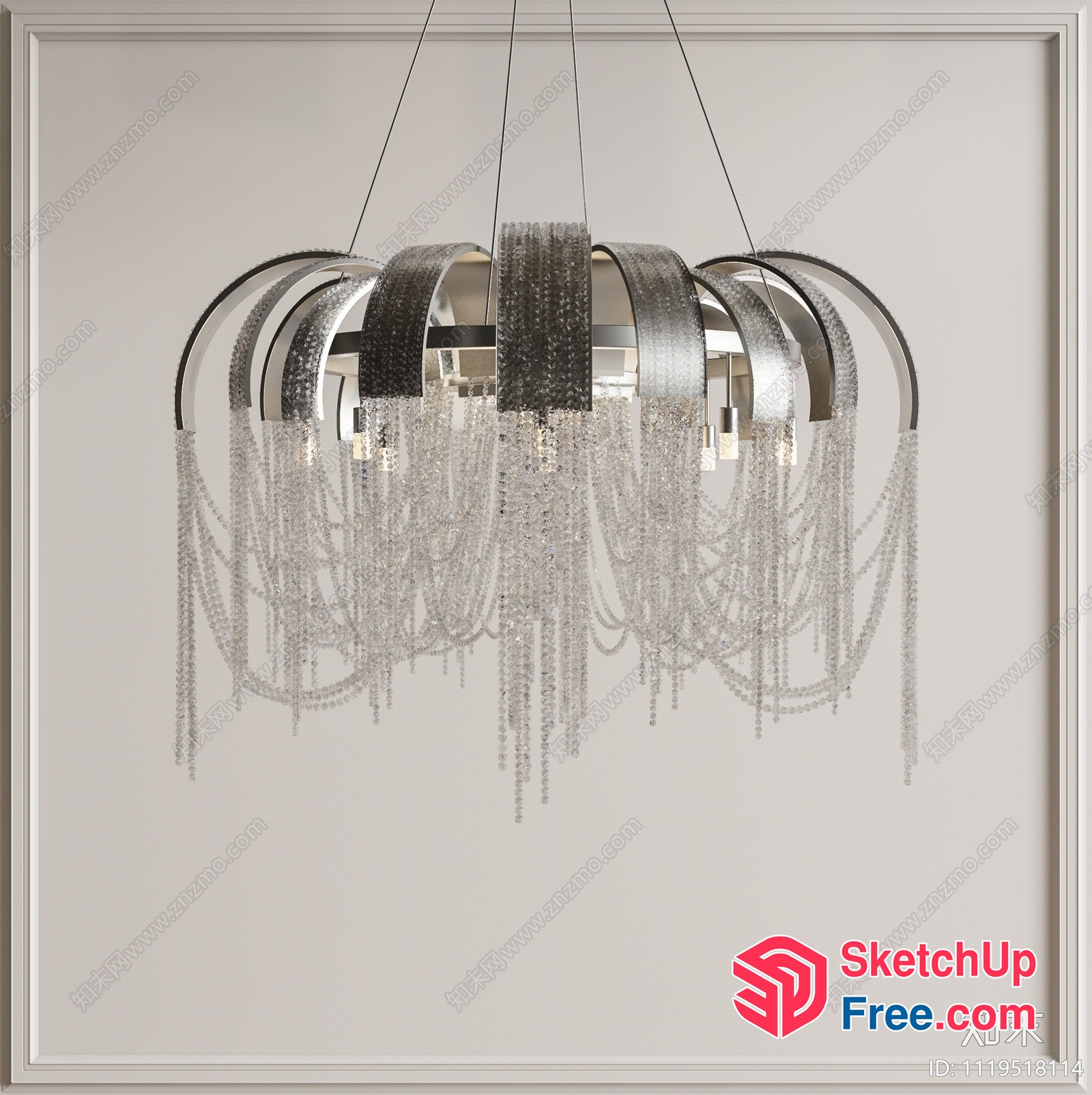 Elegant And Sophisticated Crystal Chandelier 3D SketchUp File