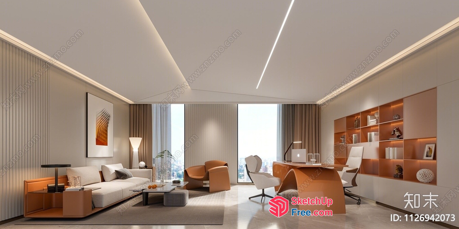 Modern Office Space With Sleek Furniture And Natural Light 3D SketchUp File