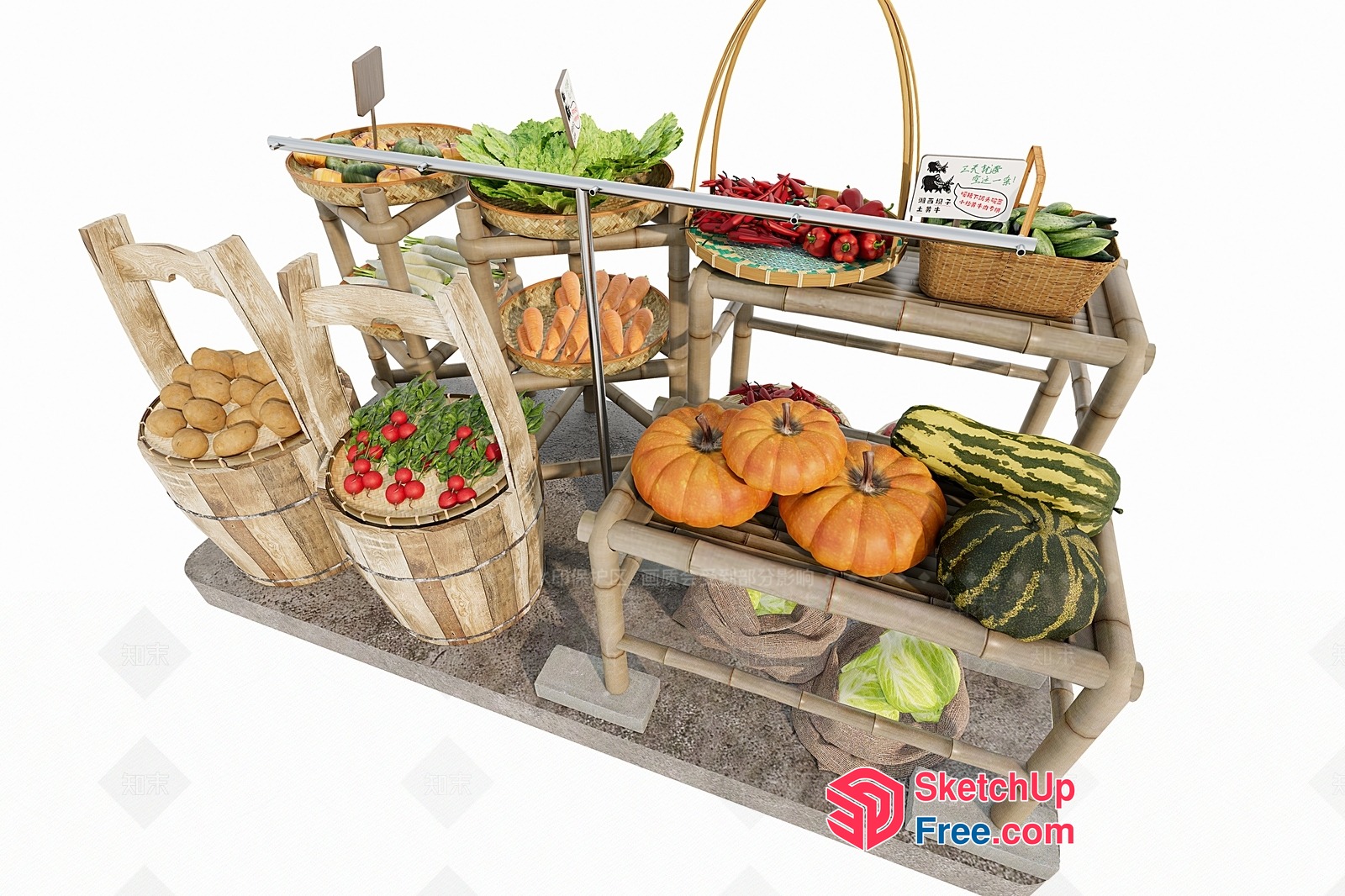 Rustic Market Display 3D SketchUp File