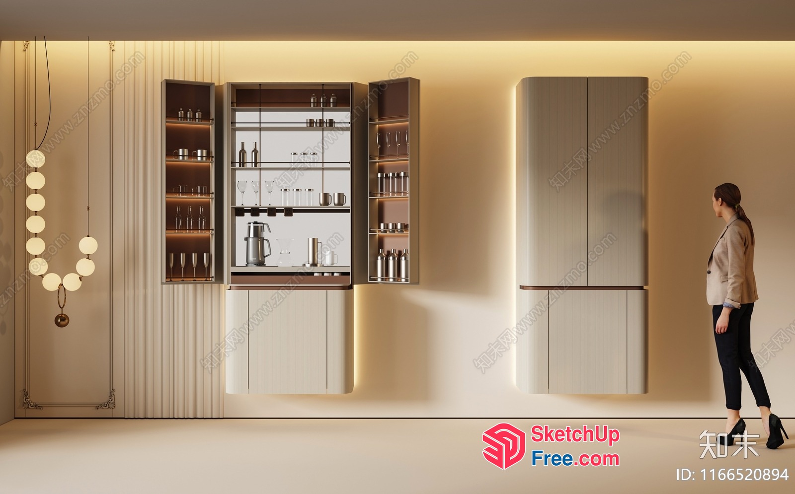 Luxurious Modern Kitchen With Elegant Lighting 3D SketchUp File