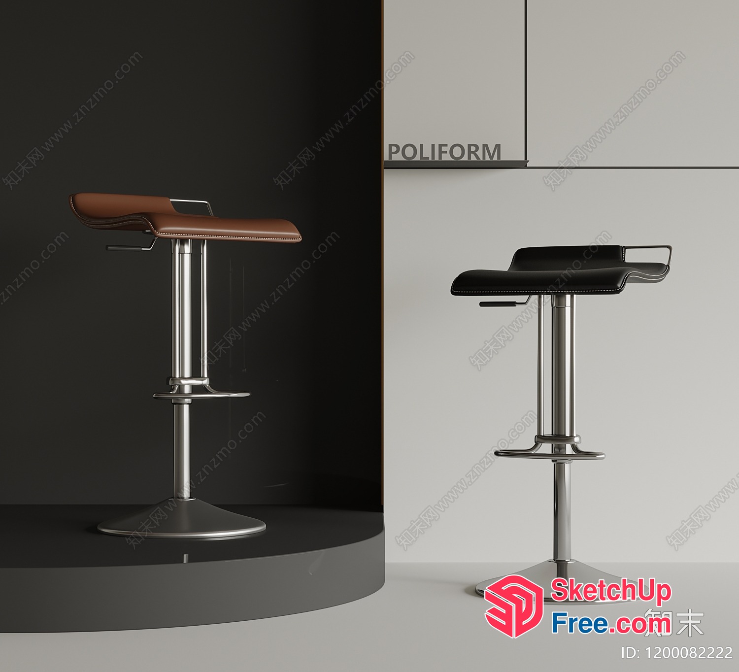 Modern Bar Stools With Adjustable Height And Sleek Design 3D SketchUp File