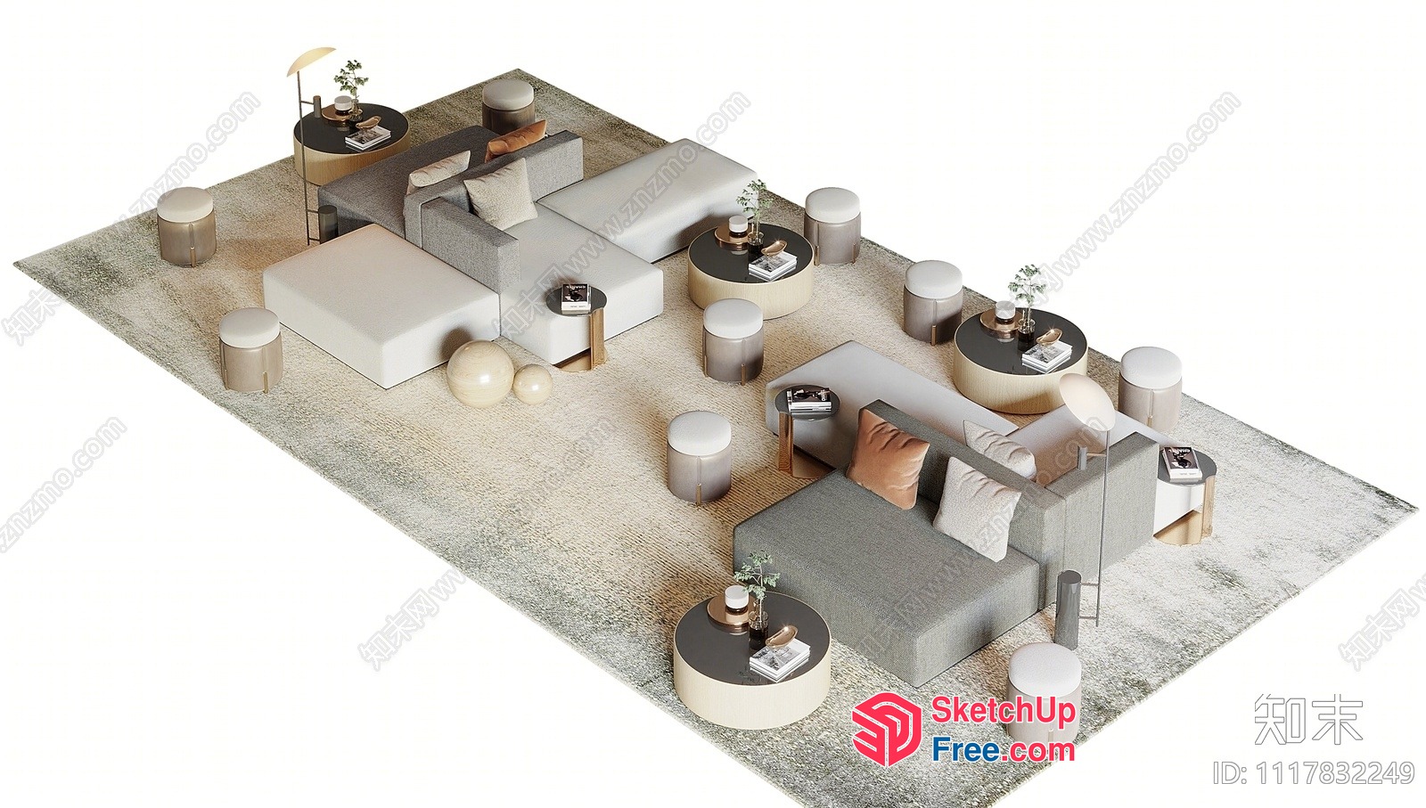 Modern Minimalist Living Room Furniture Collection 3D SketchUp File