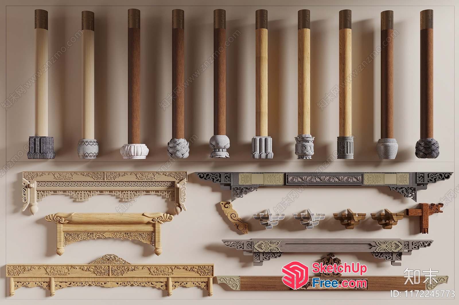 Ornate Pillar And Shelf Decorations 3D SketchUp File
