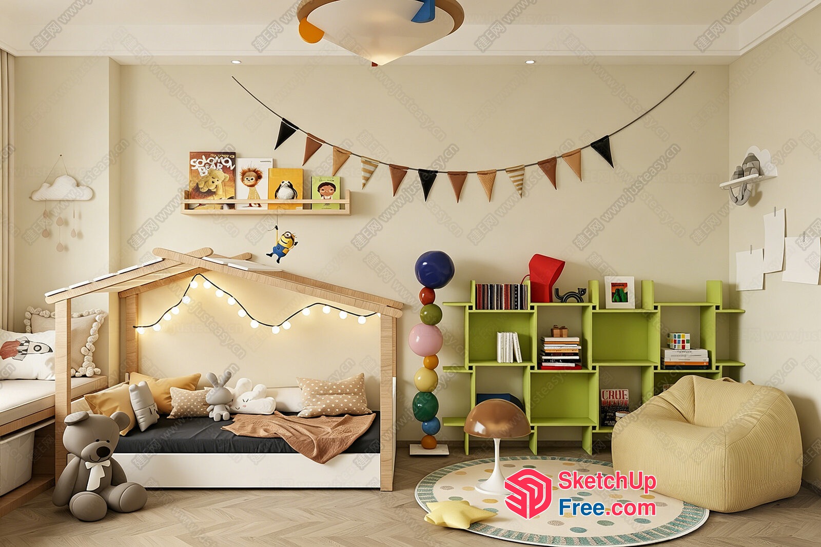 Vibrant Kid-Friendly Playroom 3D SketchUp File
