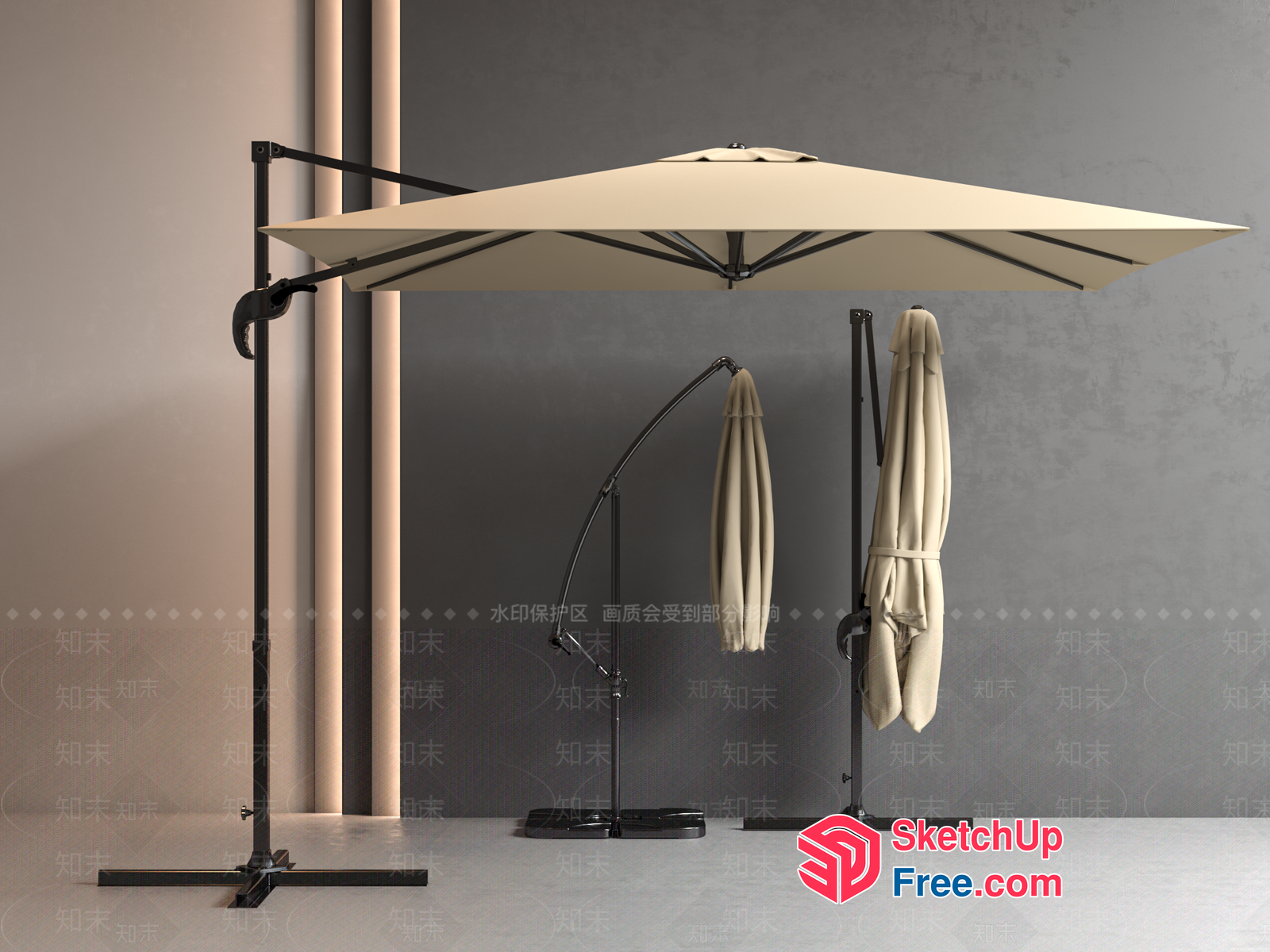 Large Outdoor Umbrella With Adjustable Arm 3D SketchUp File