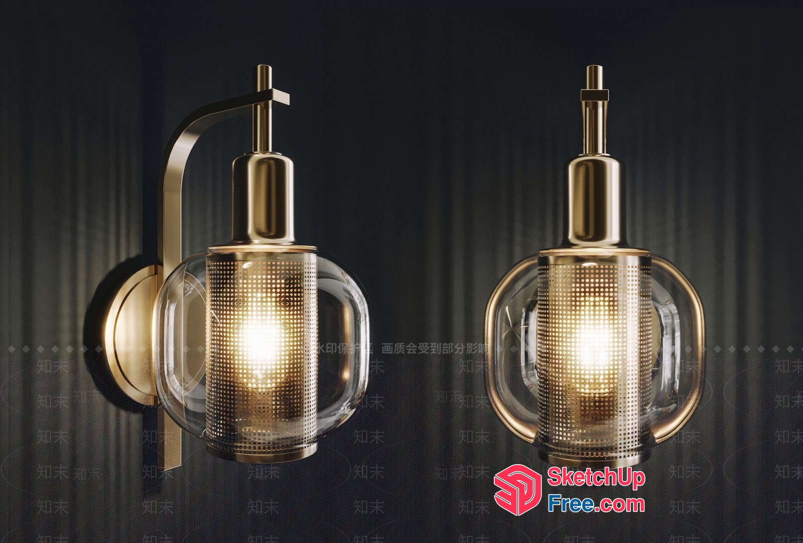Luxurious Glass And Metal Wall Sconces 3D SketchUp File