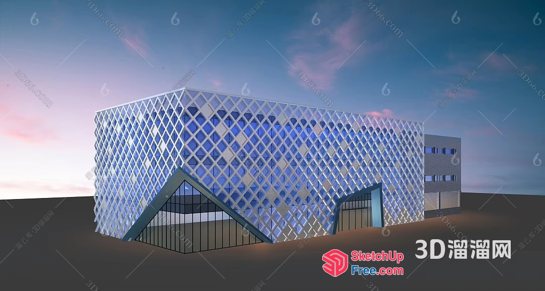 Modern Glass Building Exterior 3D SketchUp File